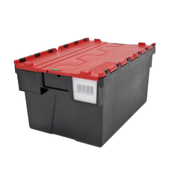 Přepravka ALC 64365 černá PP-R, UÚ, uzavřená s víkem PP červeným